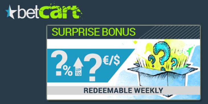 Claim up to €150 with Your Surprise Bonus Code at betCart Sportsbook