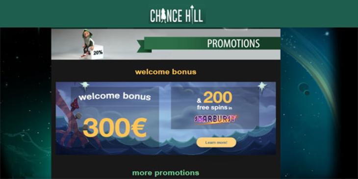 Danske spil casino bonus tilbud kampagner hver uge hos Chance Hill Casino! (DEN)