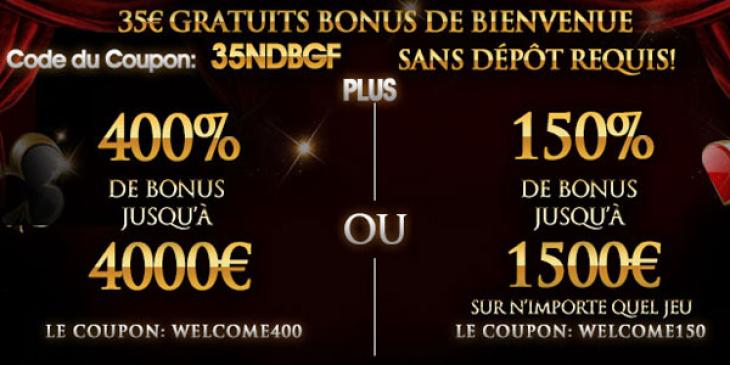 400% de Bonus sur les Jeux de Société et 150% à Casino Grand Fortune