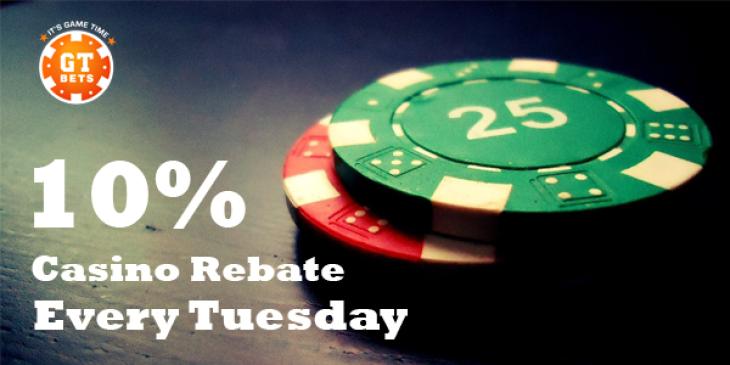 Enjoy 10% GTbets Casino Rebate Every Tuesday