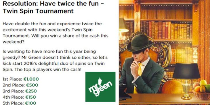 Play Twin Spin Slot at Mr. Green Casino This Weekend and Get Your Share of the €2,000 Prize Pool!