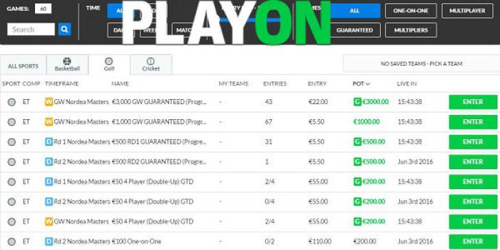 Play Daily Fantasy Gold at PlayOn and Win €5,000!