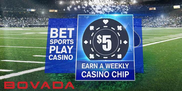 Earn Weekly Casino Chips Worth Five Dollars in Bovada Sportsbook Weekend Combo