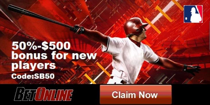 Get a 50% Max. USD 500 First Deposit Bonus at BetOnline Sportsbook!
