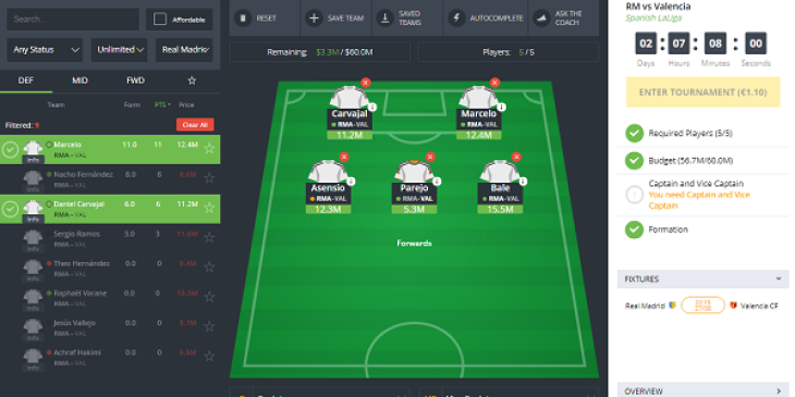 Pick The Best Fantasy Team for Real Madrid vs Valencia!