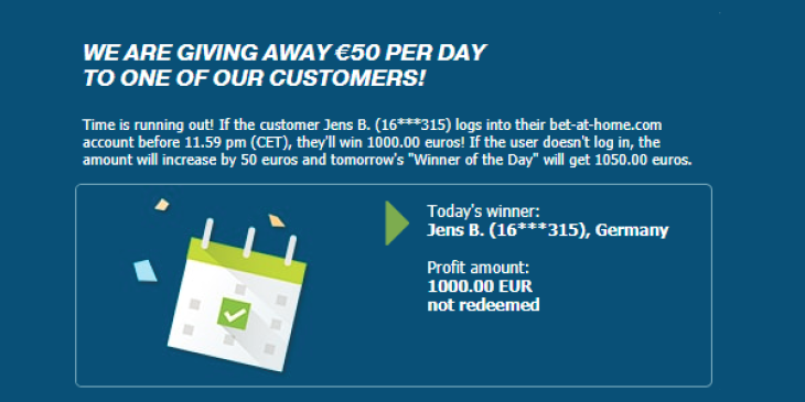 Bet-at-home Sportsbook Launches Daily Log In Jackpot: Win Thousands of Euros Easily!