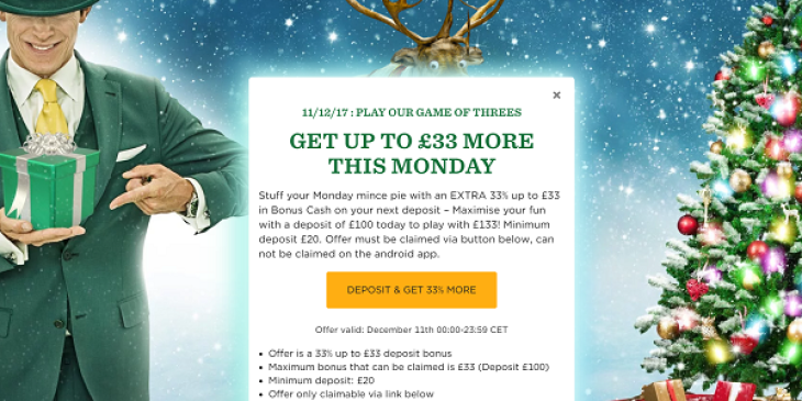 Mr Green Casino’s Monday Deposit Promotion Offers €33 Extra Cash!