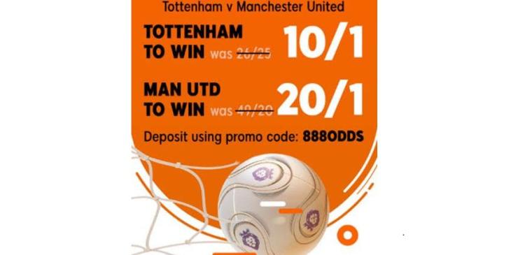 Premier League Betting Codes: Enhanced Odds for Spurs v MU at 888sport