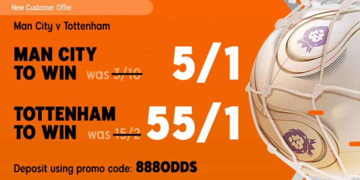 888Sport Offers Man City v Tottenham Enhanced Odds