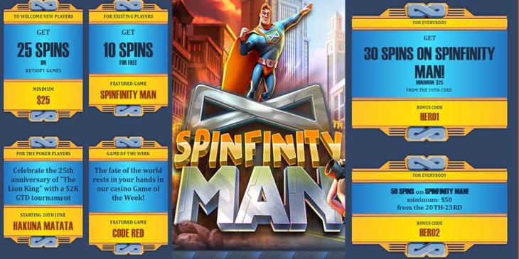 Use Our Bonus Code for Free Spins on Spinfinity Man at Juicy Stakes
