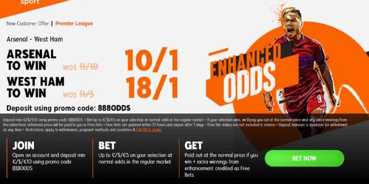 Arsenal v WHU Best Odds On 888sport