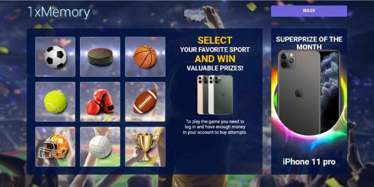 1xBet Memory Game Online: Select the Sport and Win Valuable Prizes!