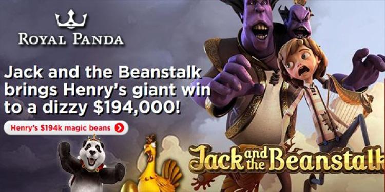 Royal Panda Casino’s Jack and the Beanstalk Slot Pays Out for Another Huge Prize