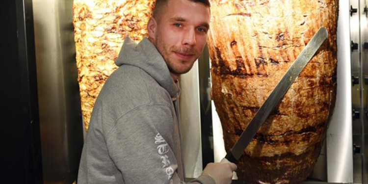 A German Selling Kebabs in an Ironic Twist? Get your Turkish Meat from Lukas Podolski!