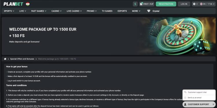 PlanBet Casino Welcome Package