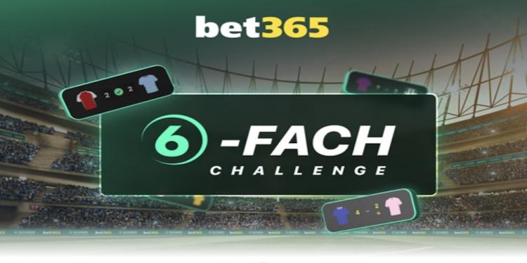 Bundesliga-Action bedeutet: Bei der neuen, kostenlosen „6-fach Challenge“ von bet365 wartet ein Jackpot von 100.000€ auf Ihnen!