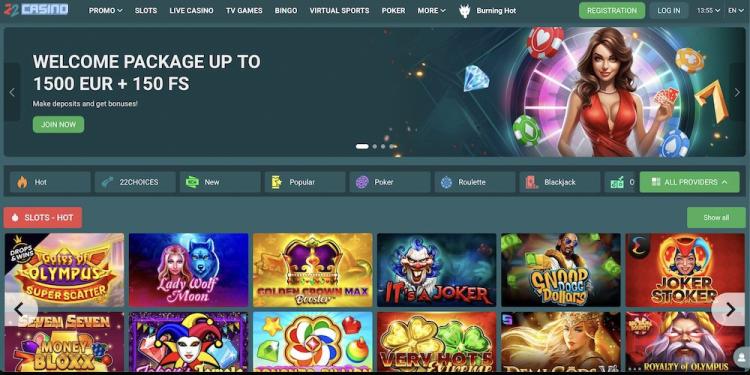 22Casino Welcome Package